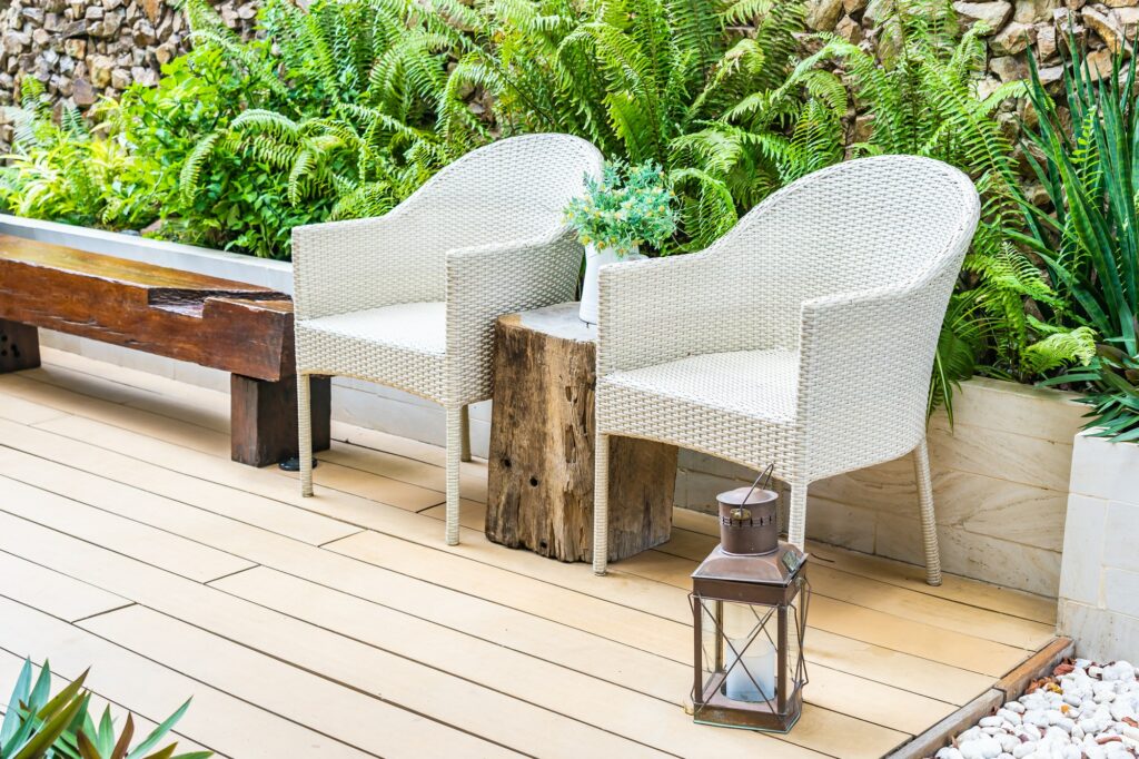 Empty chair decoration outdoor patio