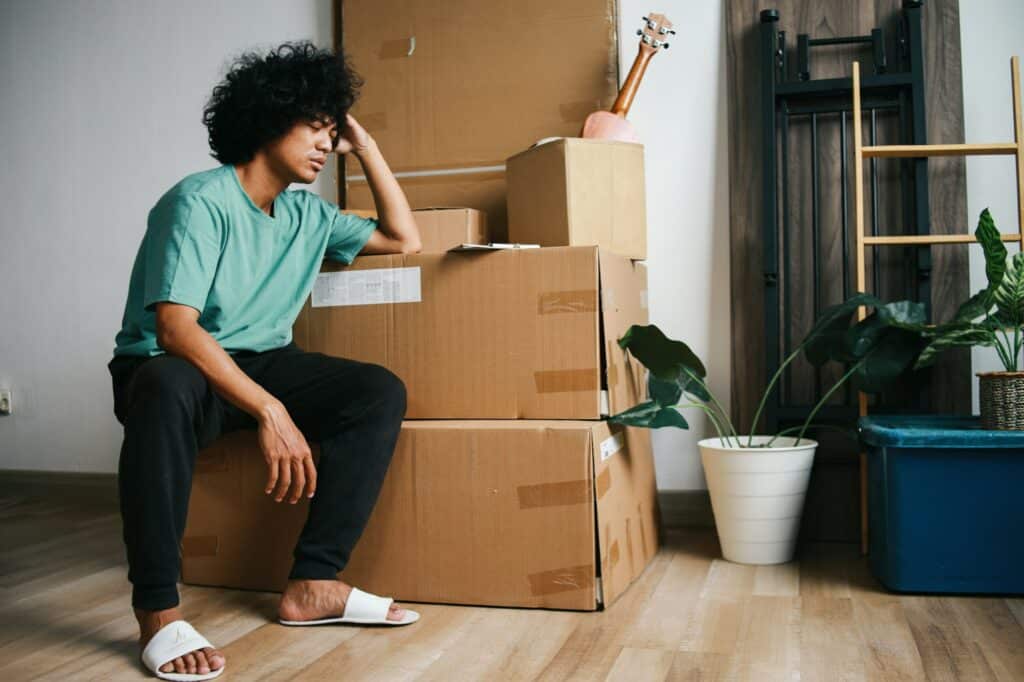 Stressed Man to Moving House